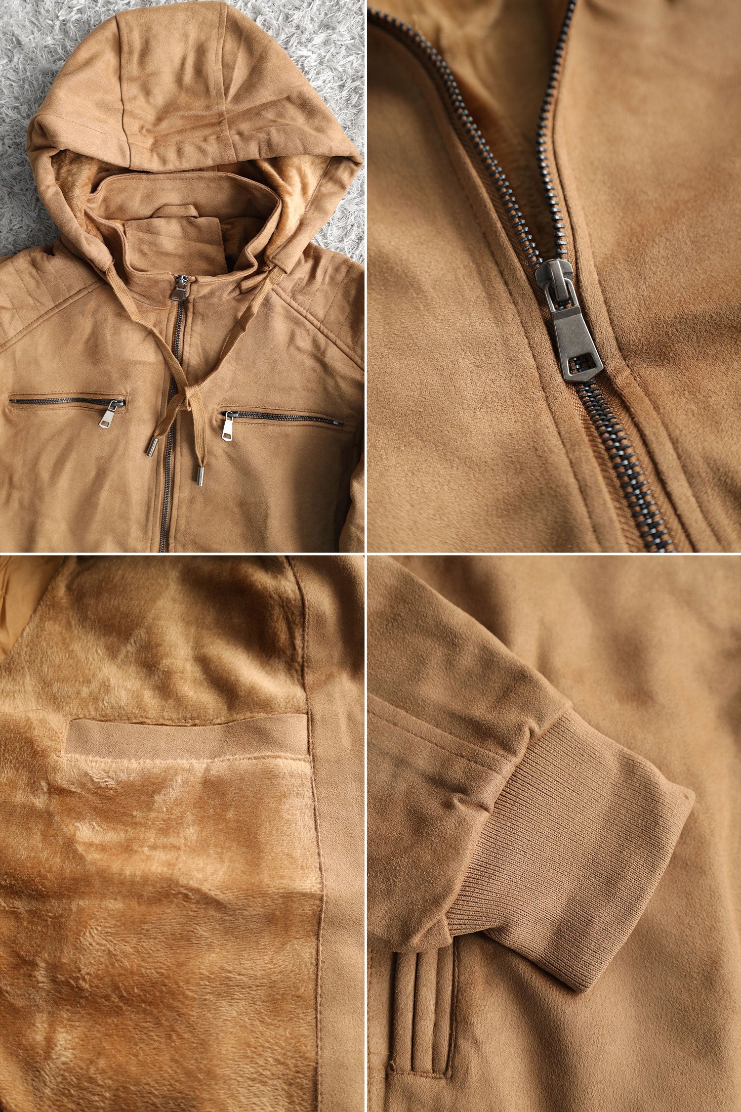 Epic Classic Hooded Zipper Men's Suede Jacket