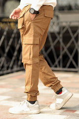 Turbo Front Pocket Style Imp Cotton Cargo Trouser In Camel