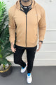 Nke Urban Edge Slim-Fit Hoodie Zipper Tracksuit In Light Camel & Black