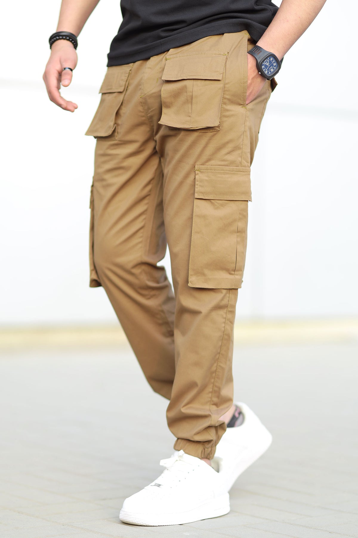 Turbo Front Pocket Style Imp Cotton Cargo Trouser In Camel