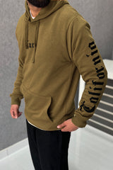 Turbo X Calfrnia Signature Typography Fleece Hoodie In Camel