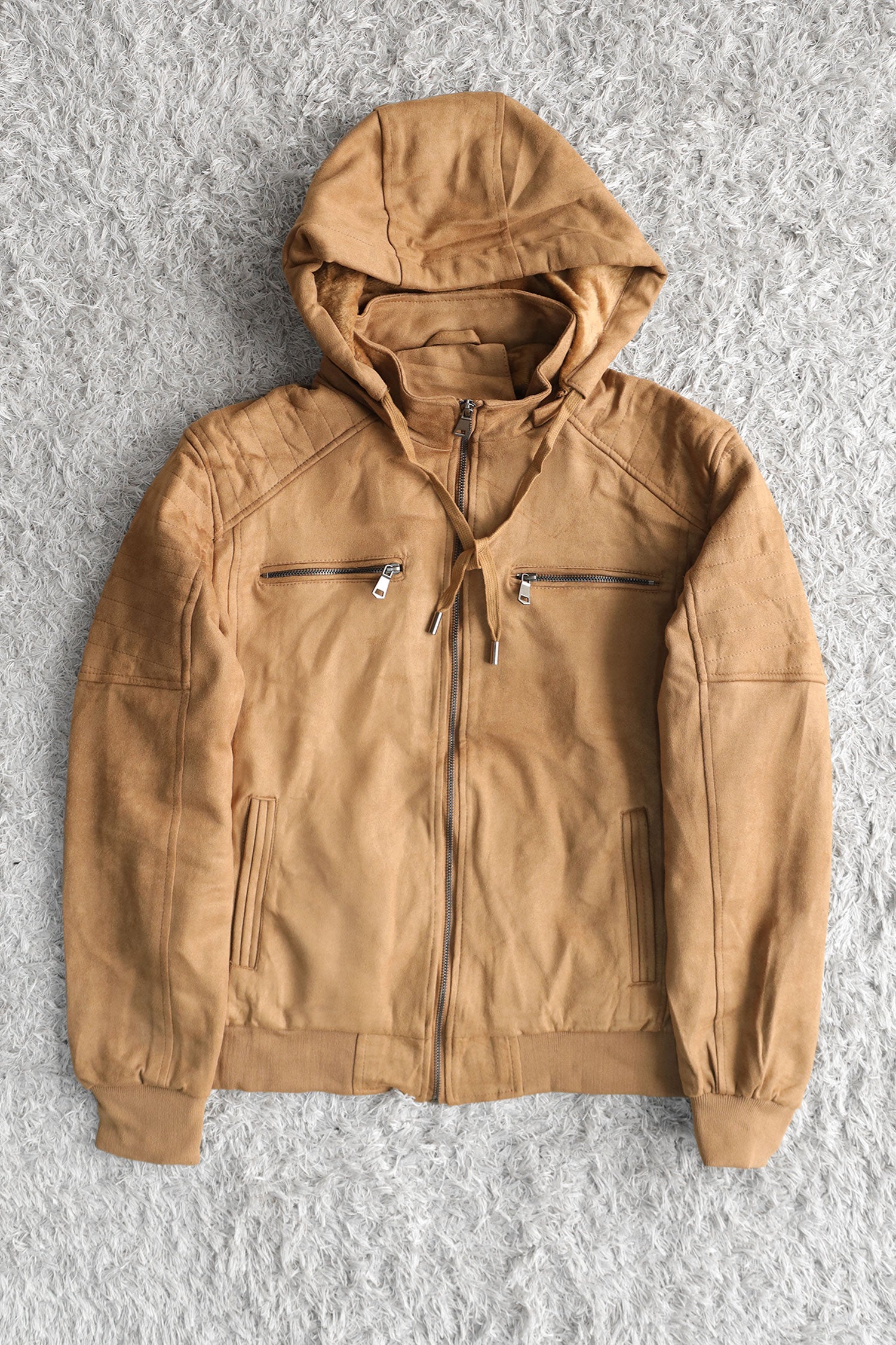 Epic Classic Hooded Zipper Men's Suede Jacket