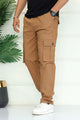 Turbo's 6 Pockets Loose Bottom Cargo Trouser In Camel