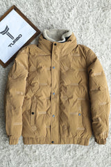 Soft Lapel Fur Collar Embossed Padded Imported Puffer Jacket