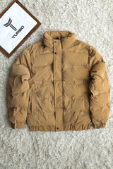 Stay Warm Textile Design Quilted Padded Imported Puffer Jacket In Camel