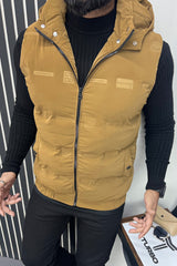 All Over Slogan Quilted Detachable Hood Imported Men's Gilet