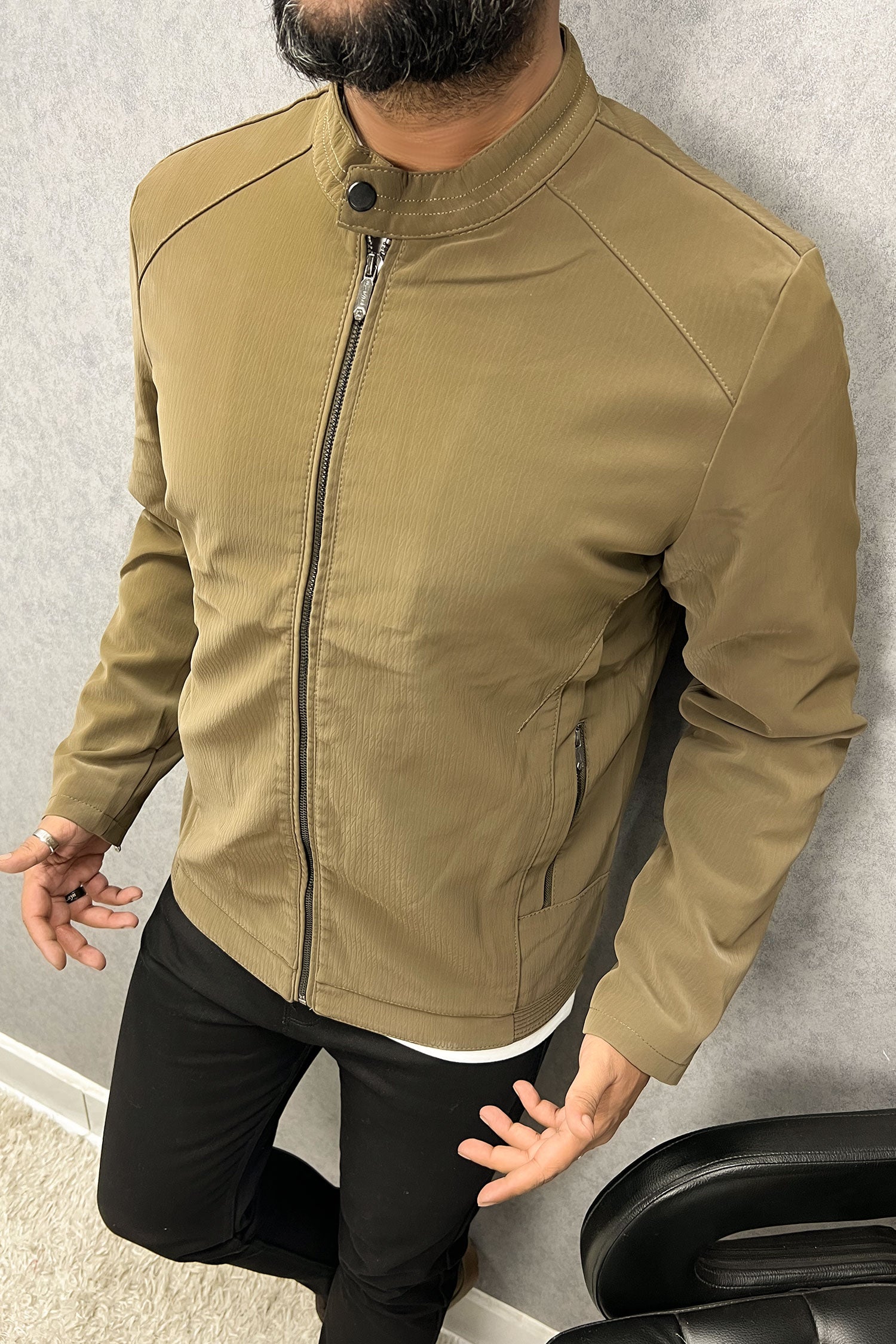 Elegant Plain Men's Imported Suede Leather Jacket