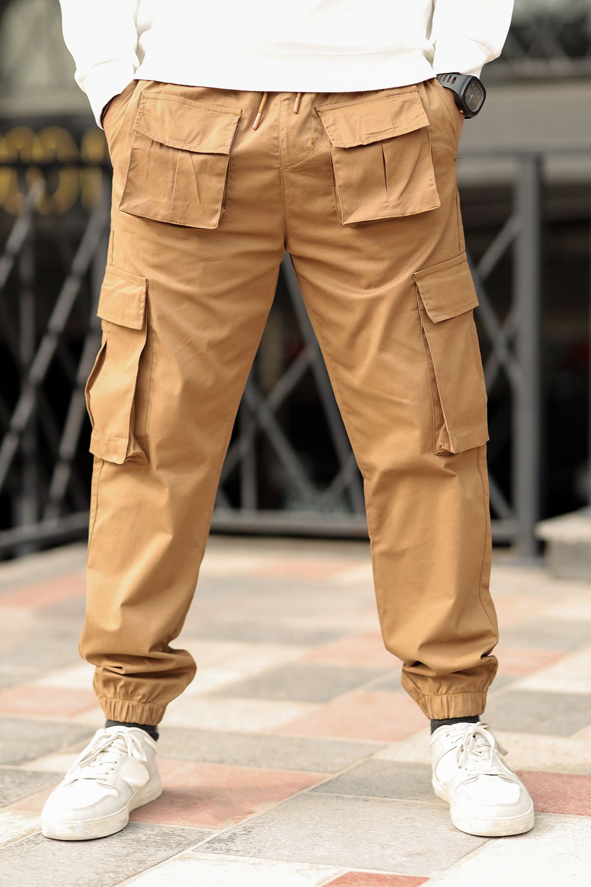 Turbo Front Pocket Style Imp Cotton Cargo Trouser In Camel