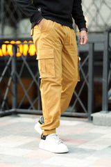 Turbo Vintage Grip Signature Imp Cotton Cargo Trouser In Camel