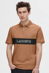Lcste Color-Block Panel Men's Polo Shirt In Camel