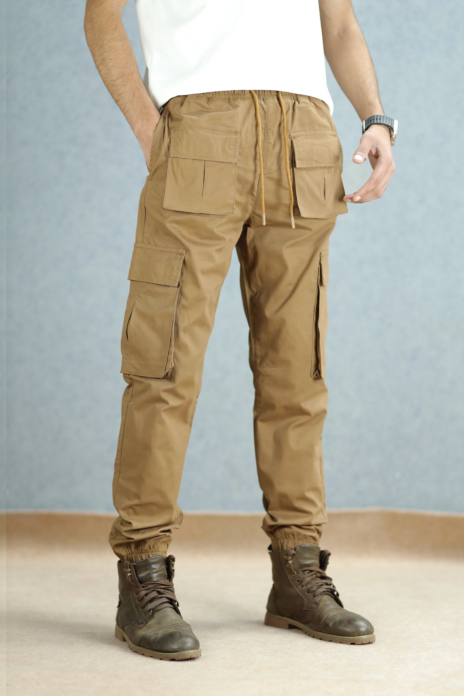 Turbo Front Pocket Style Imp Cotton Cargo Trouser In Camel