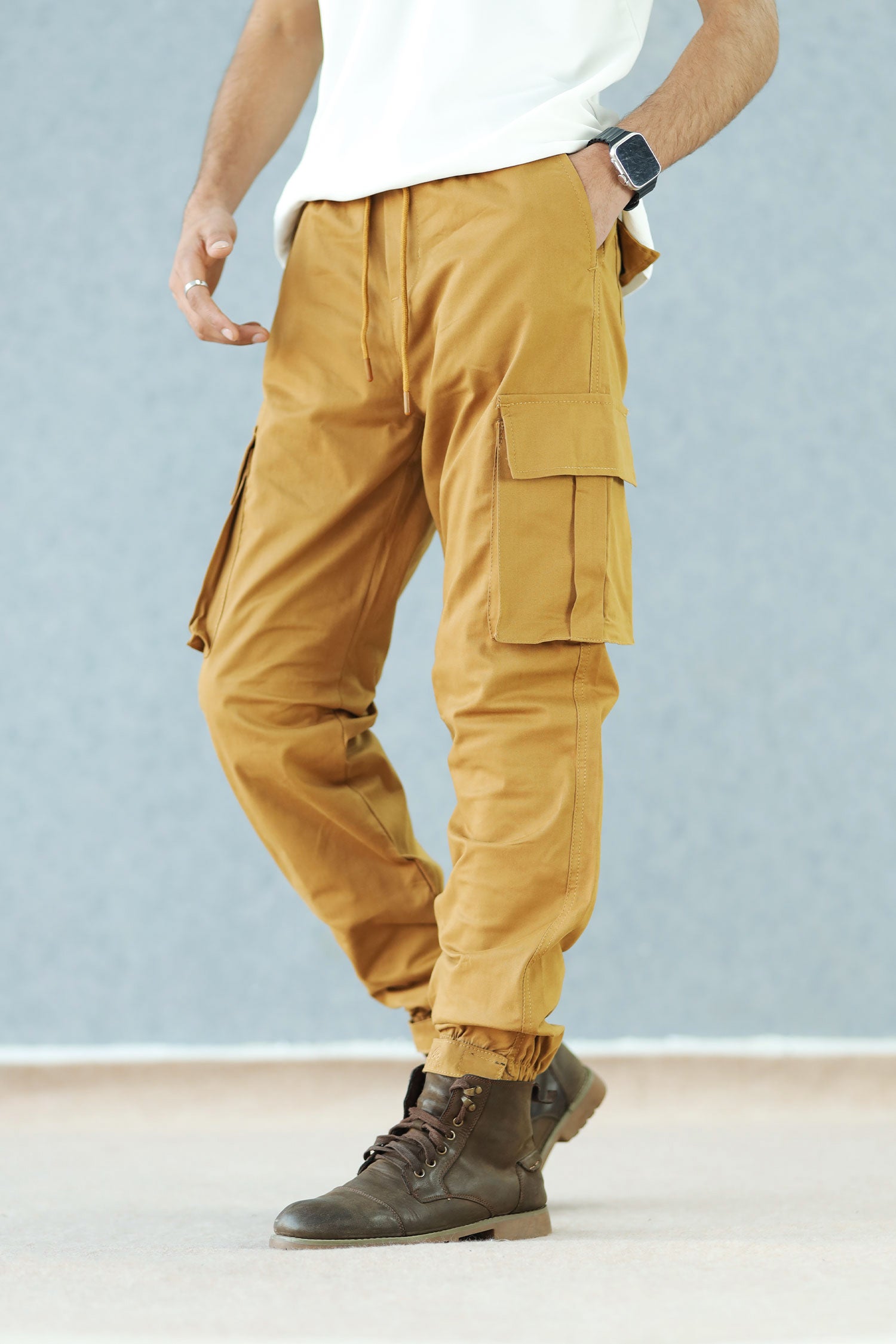 Turbo Vintage Grip Signature Imp Cotton Cargo Trouser In Camel