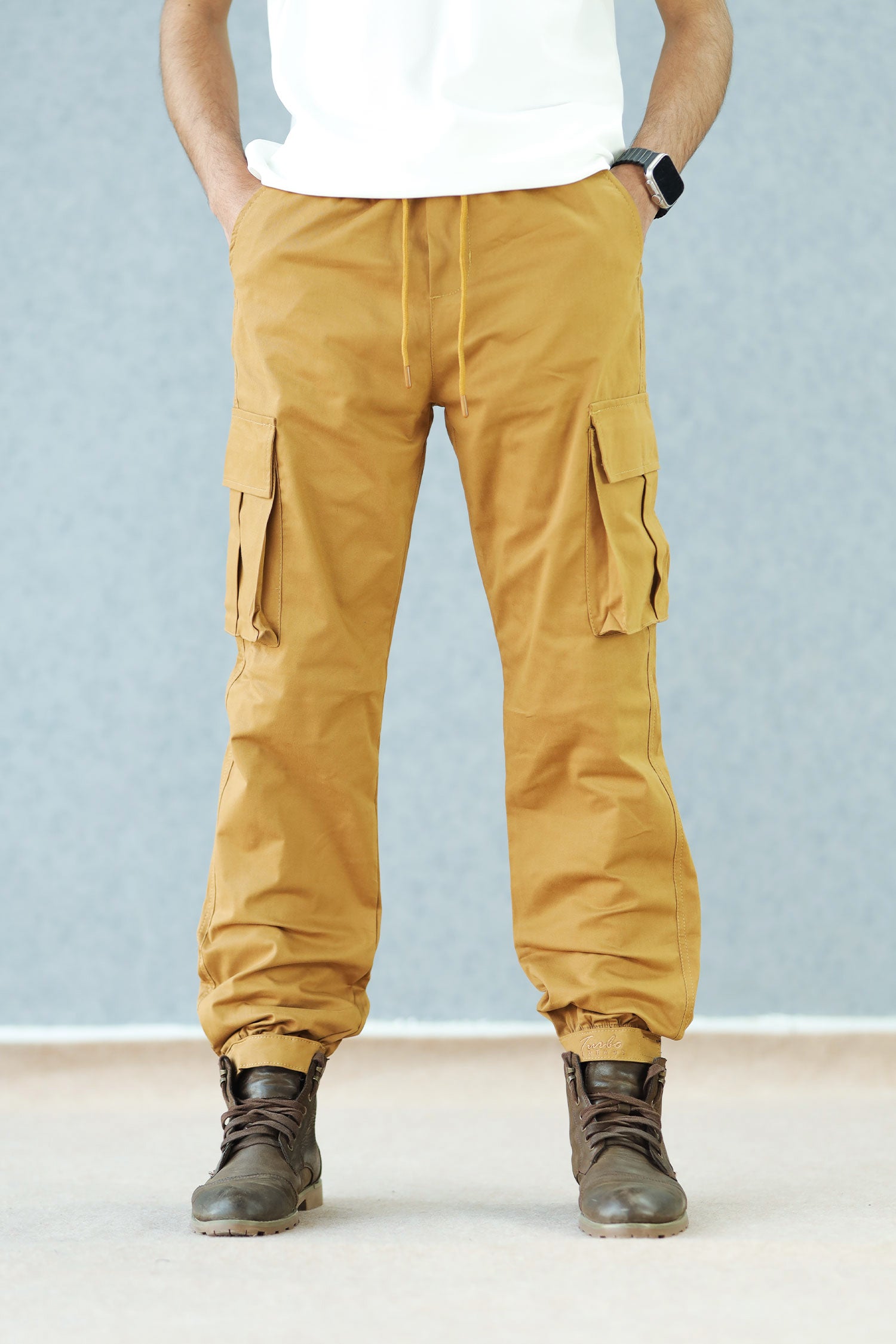 Turbo Vintage Grip Signature Imp Cotton Cargo Trouser In Camel