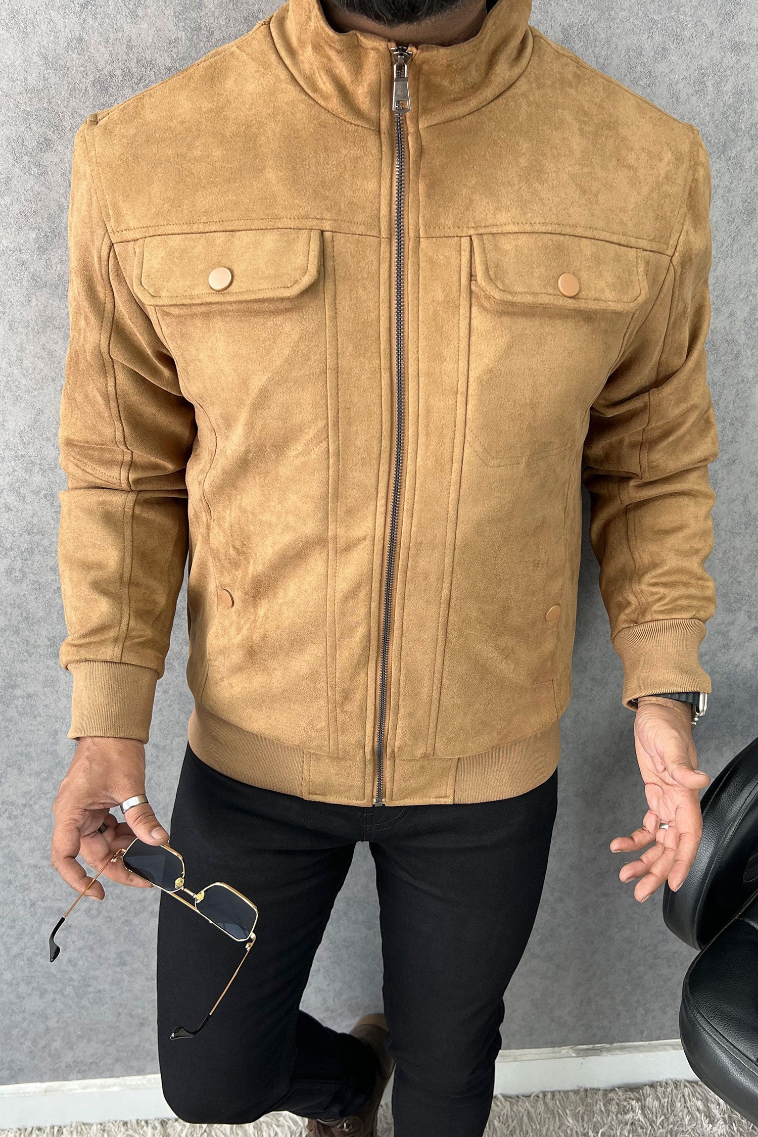 Desired Classic Zipper Men's Suede Jacket