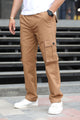 Turbo's 6 Pockets Loose Bottom Cargo Trouser In Camel