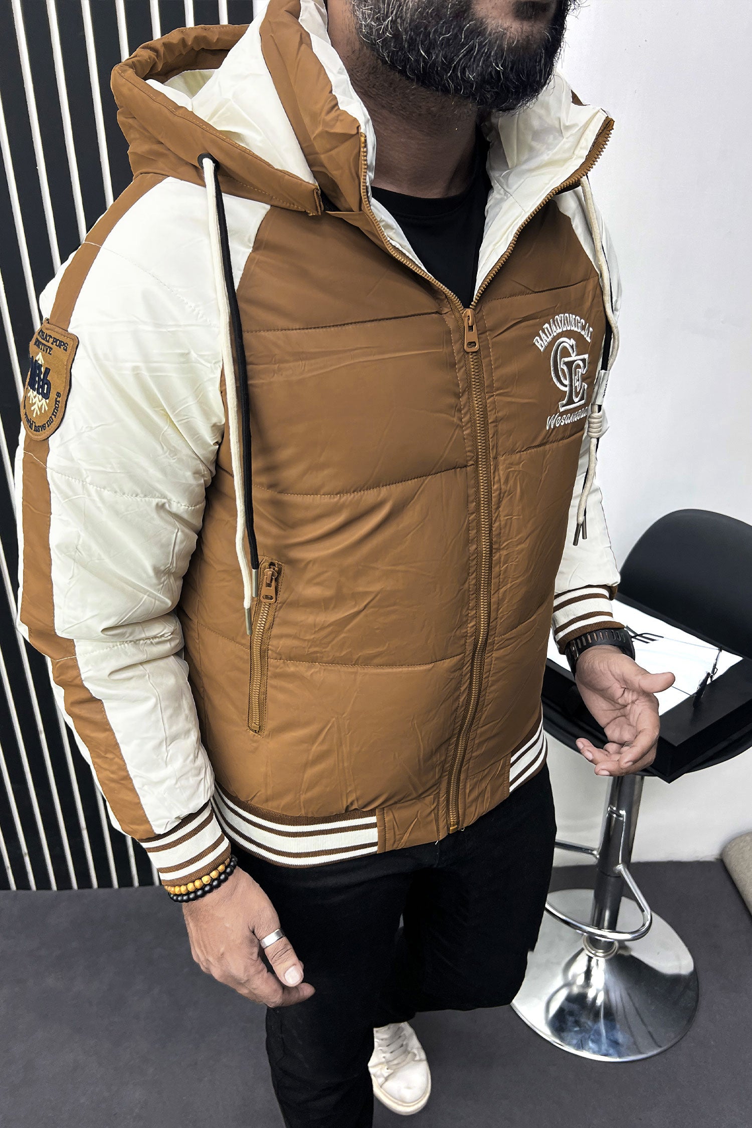 Go-Ahead Embriodered Logo Imported Puffer Jacket