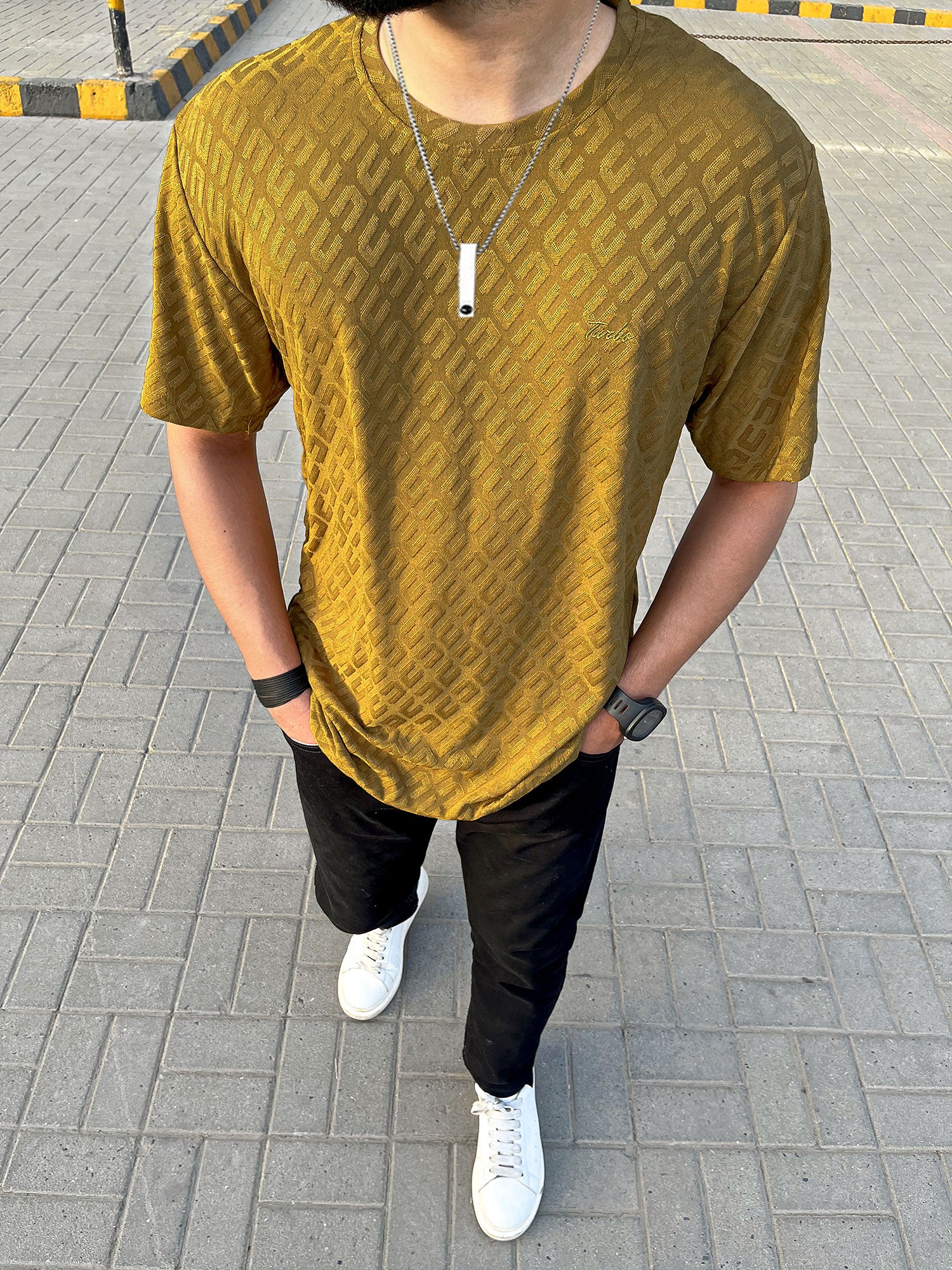 Self Texture Turbo Signature T-Shirt In Camel