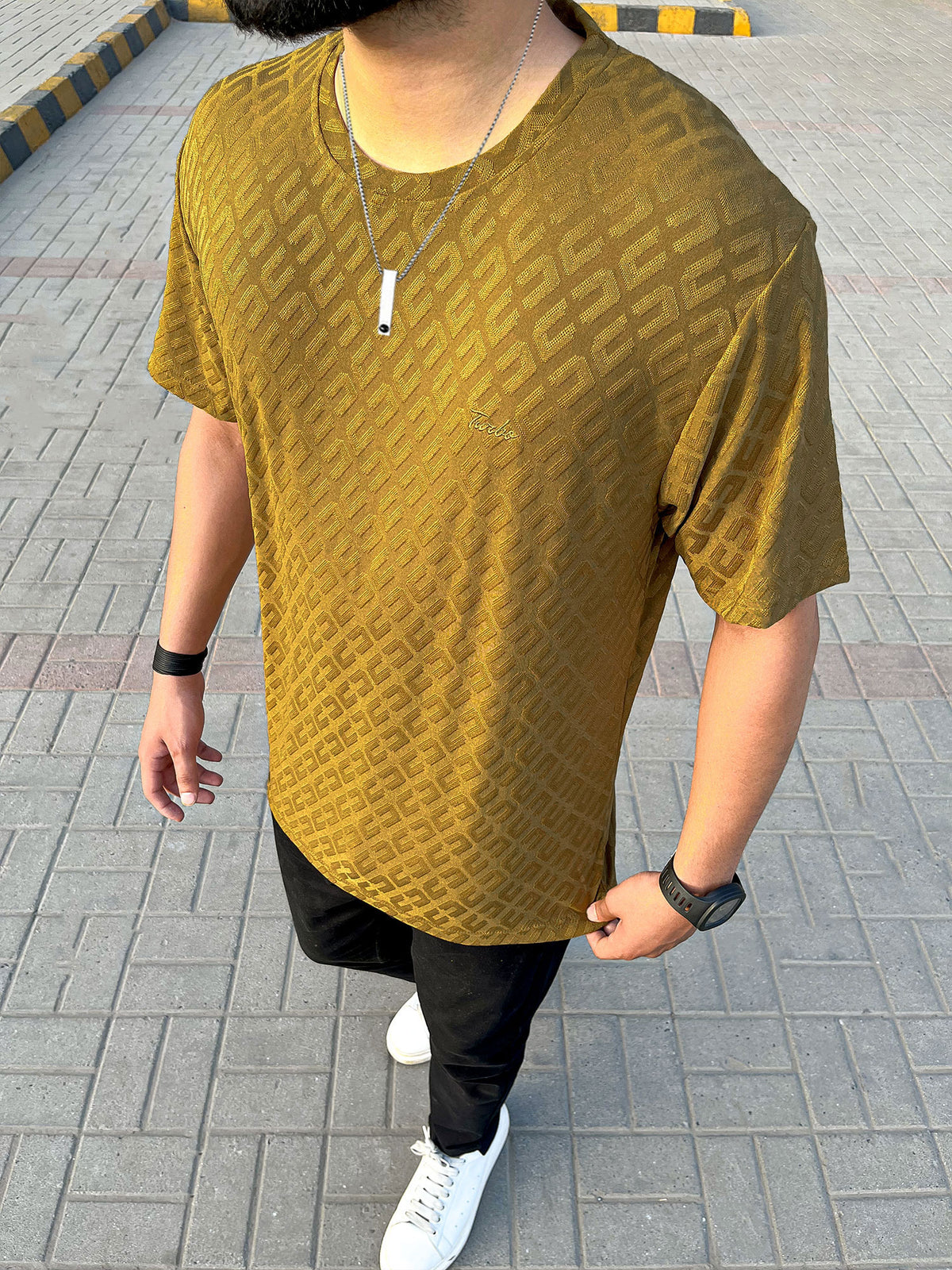 Self Texture Turbo Signature T-Shirt In Camel