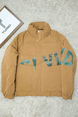 Typography Writing Printed Padded Imported Puffer Jacket