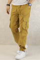 Turbo DrawString Pockets Cotton Cargo Trouser In Camel