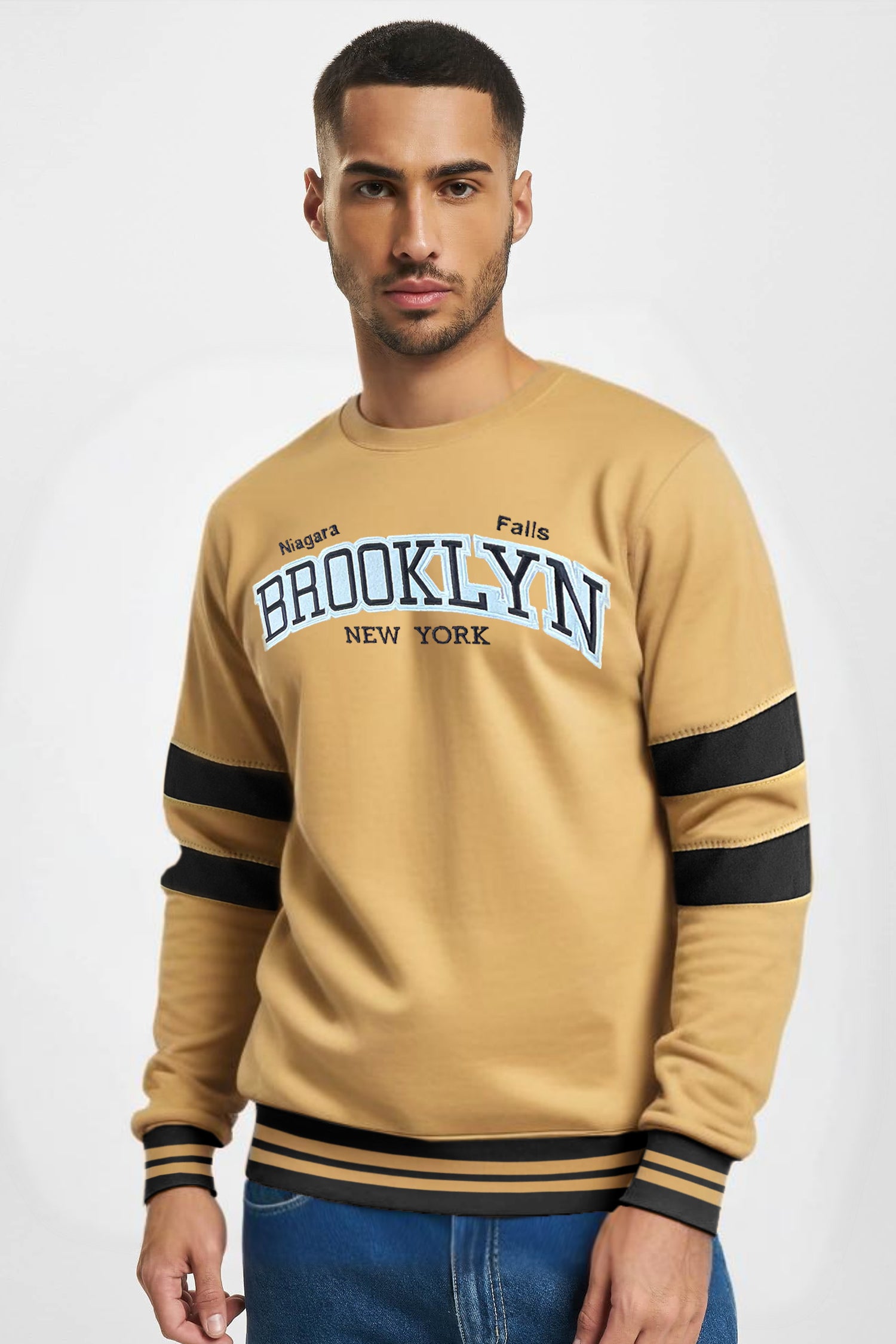 Broklyn NYC Letter Graphic Full Sleeves Men's Sweatshirt