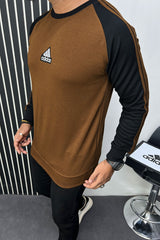 Adds Stripes Contrast Tone Full Sleeves Men's Sweatshirt