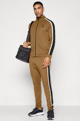 Turbo Signature Typography Men Zipper Tracksuit In Camel