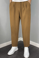 Turbo Elastic Classic Pleated Slimfit Trouser In Camel