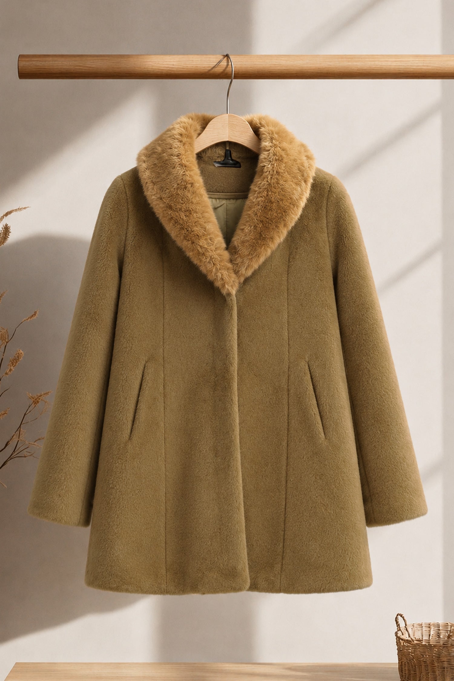 Women's Wool Blended Imp Wool Long Coat In Camel