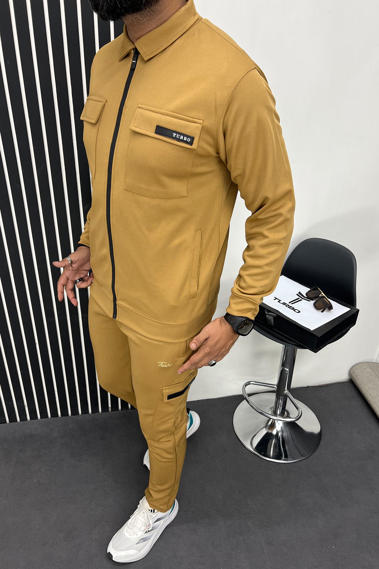 Turbo Collar Style Men Zipper Tracksuit