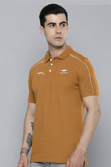 Hackt Aston Martin Shoulder Cut Short Sleeve Men's Polo Shirt In Brown
