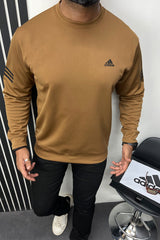 Adds Future Icon 3-Stripes Full Sleeves Sweatshirt In Camel