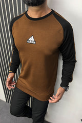 Adds Stripes Contrast Tone Full Sleeves Men's Sweatshirt