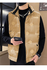 Modern Bubble Quilted Detachable Hood Imported Men's Gilet In Camel