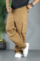 Turbo Hexa Pockets Loose Bottom Cargo Trouser In Camel