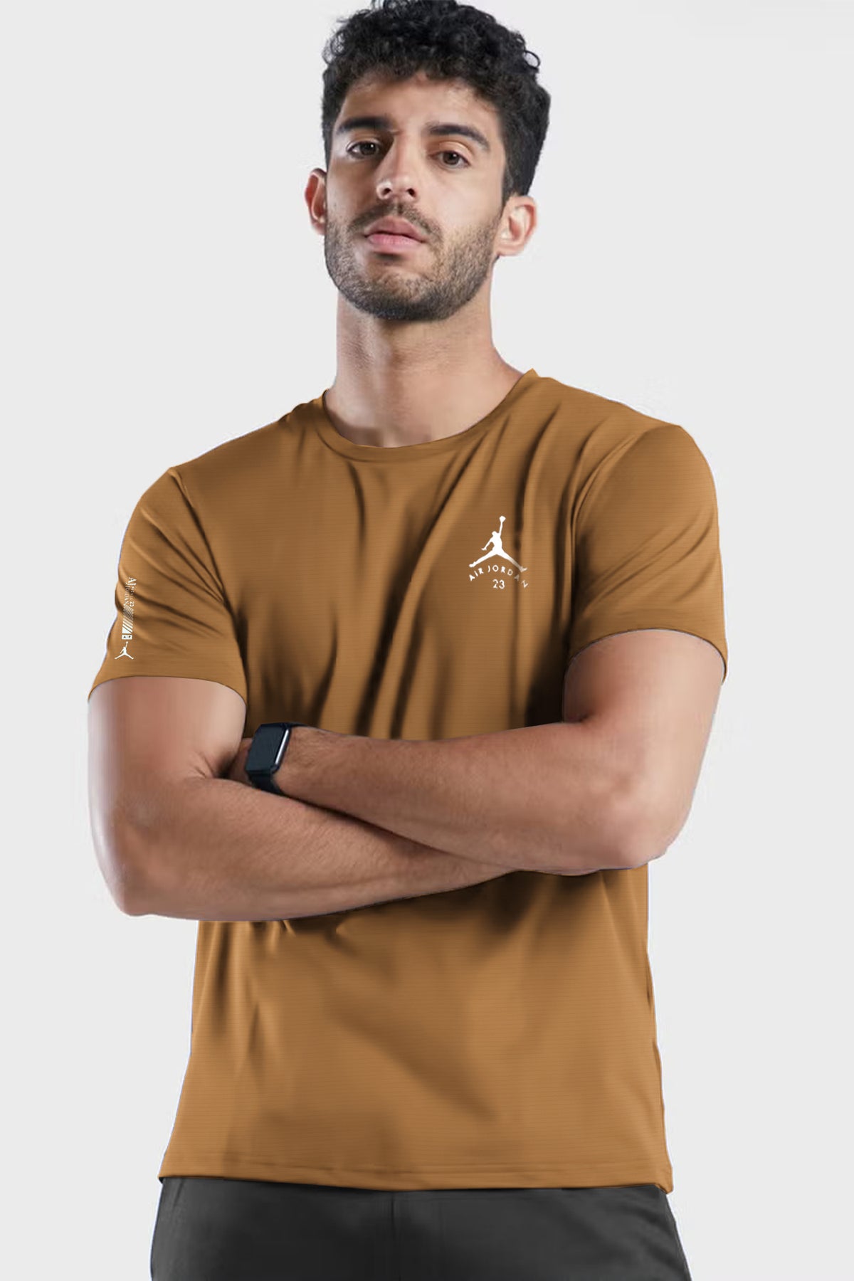 Air Jrdn 23 Branded Dry Fit Tee In Camel