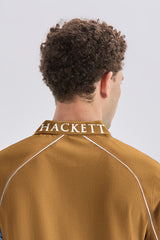 Hackt Aston Martin Shoulder Cut Short Sleeve Men's Polo Shirt In Brown