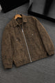 Men's Relaxed Fit Suede Leather Jacket In Coffee