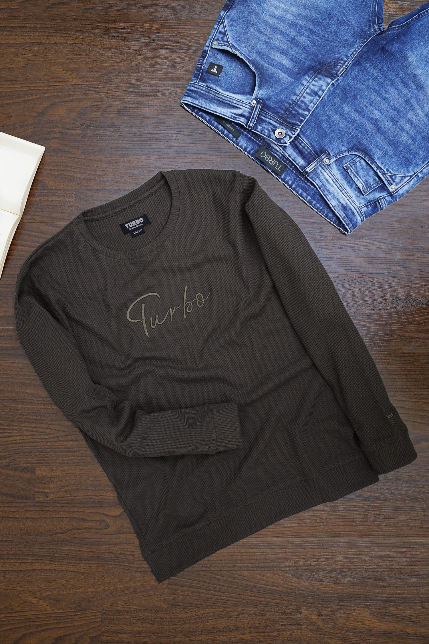 Turbo Signature Logo Round Neck Thermal Cotton Men's Sweatshirt