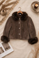 Women Plush Collar Cape Imported Fur Jacket