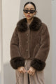 Women Plush Collar Cape Imported Fur Jacket