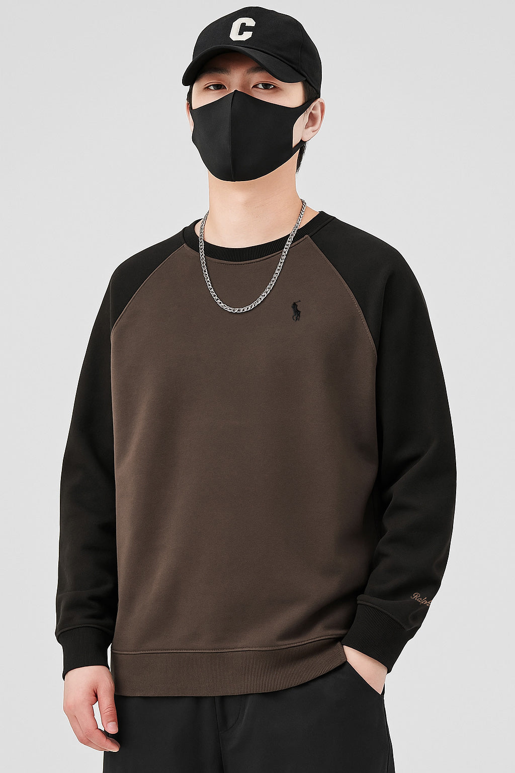 Rph Lren Raglan Pullover Mock Neck Imported Men's Sweatshirt