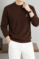 Lro Piana Designer Textured Imported Round Neck Men's Sweater In Coffee