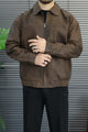 Turbo 90's Vintage Street-Wear Imported Leather Jacket In Coffee