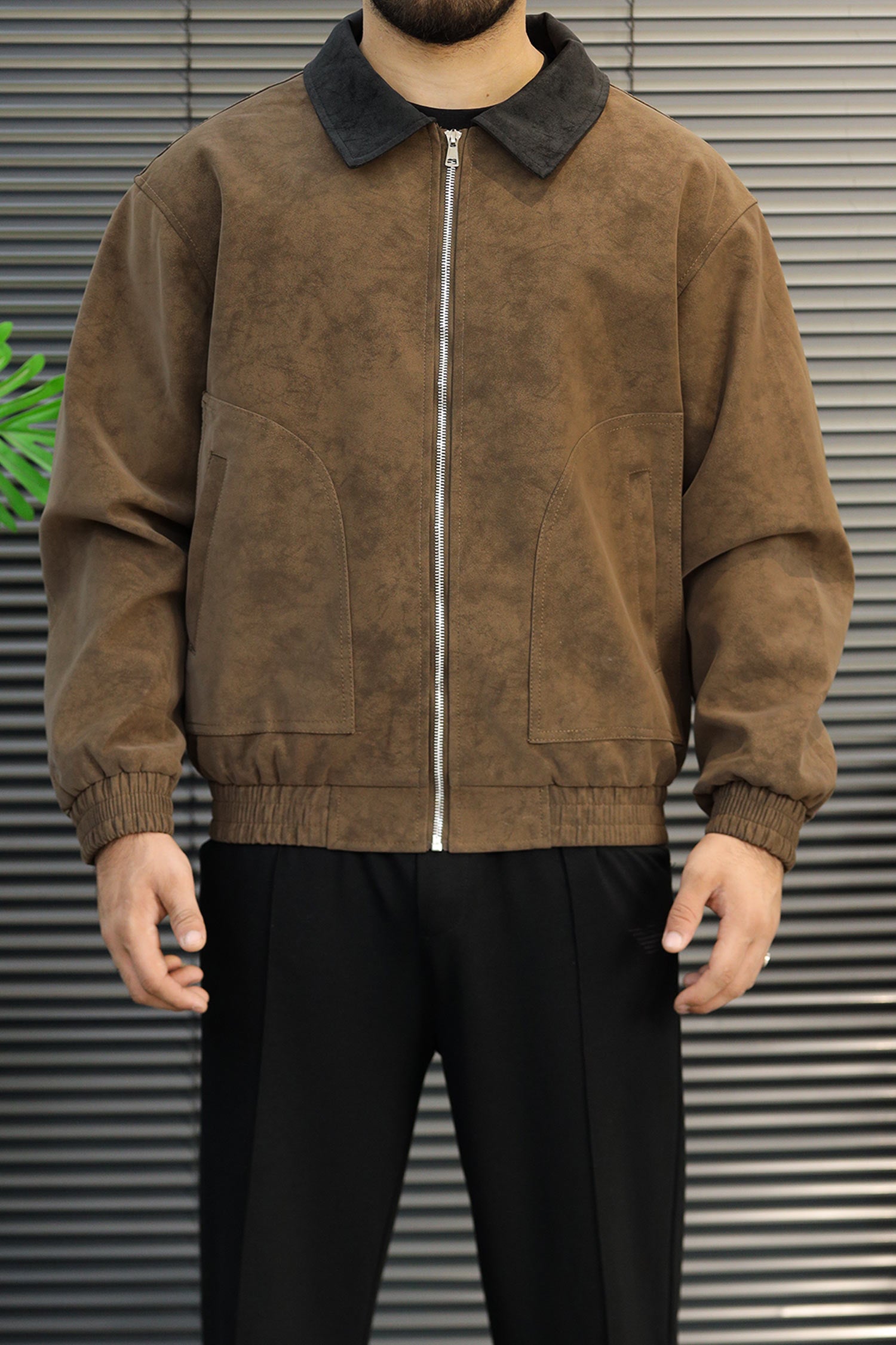 Men's Vintage Harrington Imported Suede Leather Jacket In Coffee
