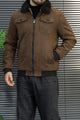 Men's Regular Fit Imported Suede Jacket In Coffee