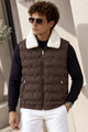 Sherpa Fur Collar Imported Parachute Men's Gilet In Coffee