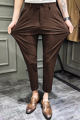 Elegant Self Texture Knitted Cotton Ankle fit Pant In Coffee