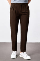 Safari Style Men's Carrot Fit Cotton Pant In Coffee