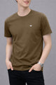 Mens Plain Wear Round Neck T-shirt In Coffee